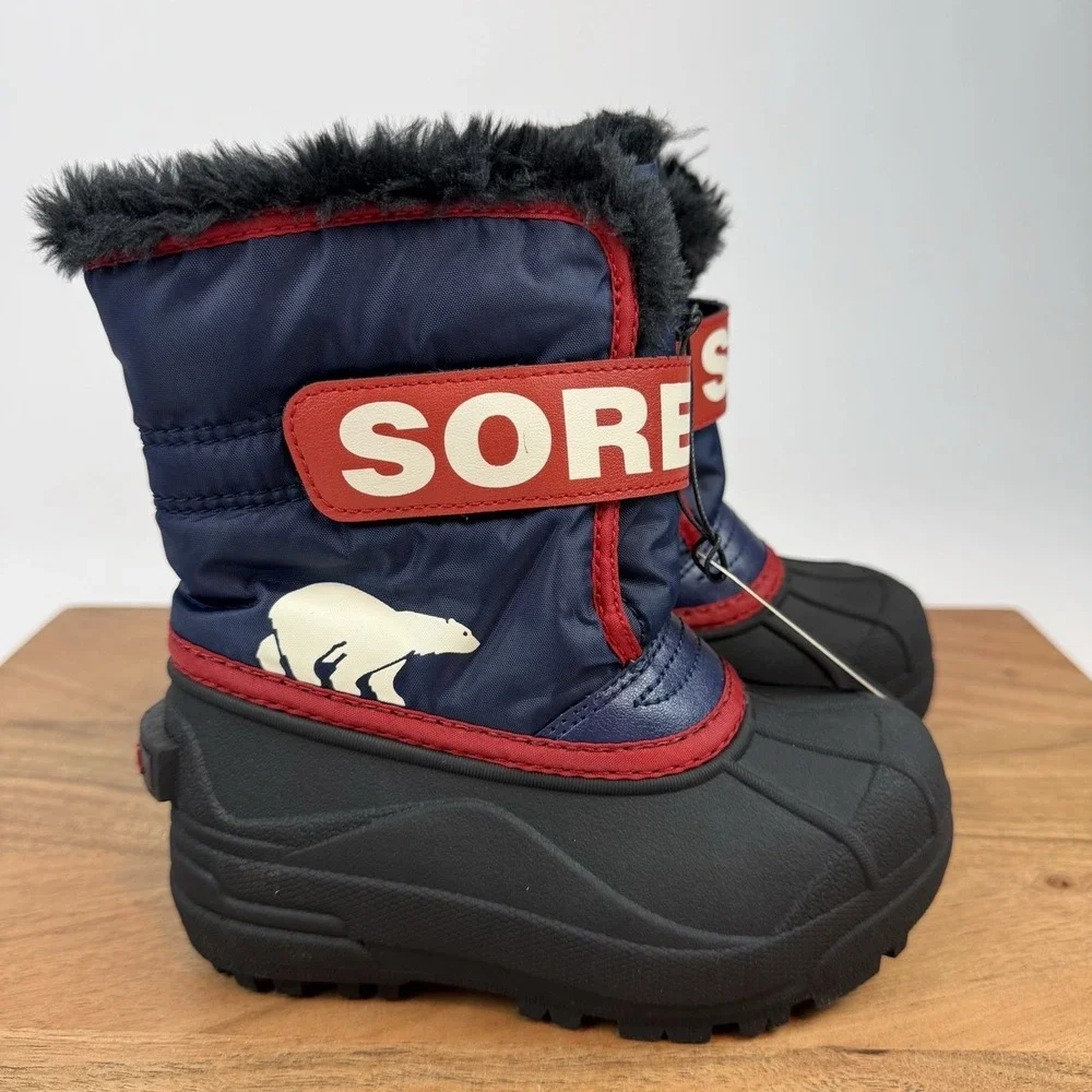 New Little Kids‎ Sorel Snow Commander Fur Lined Winter Boots Size 9 C